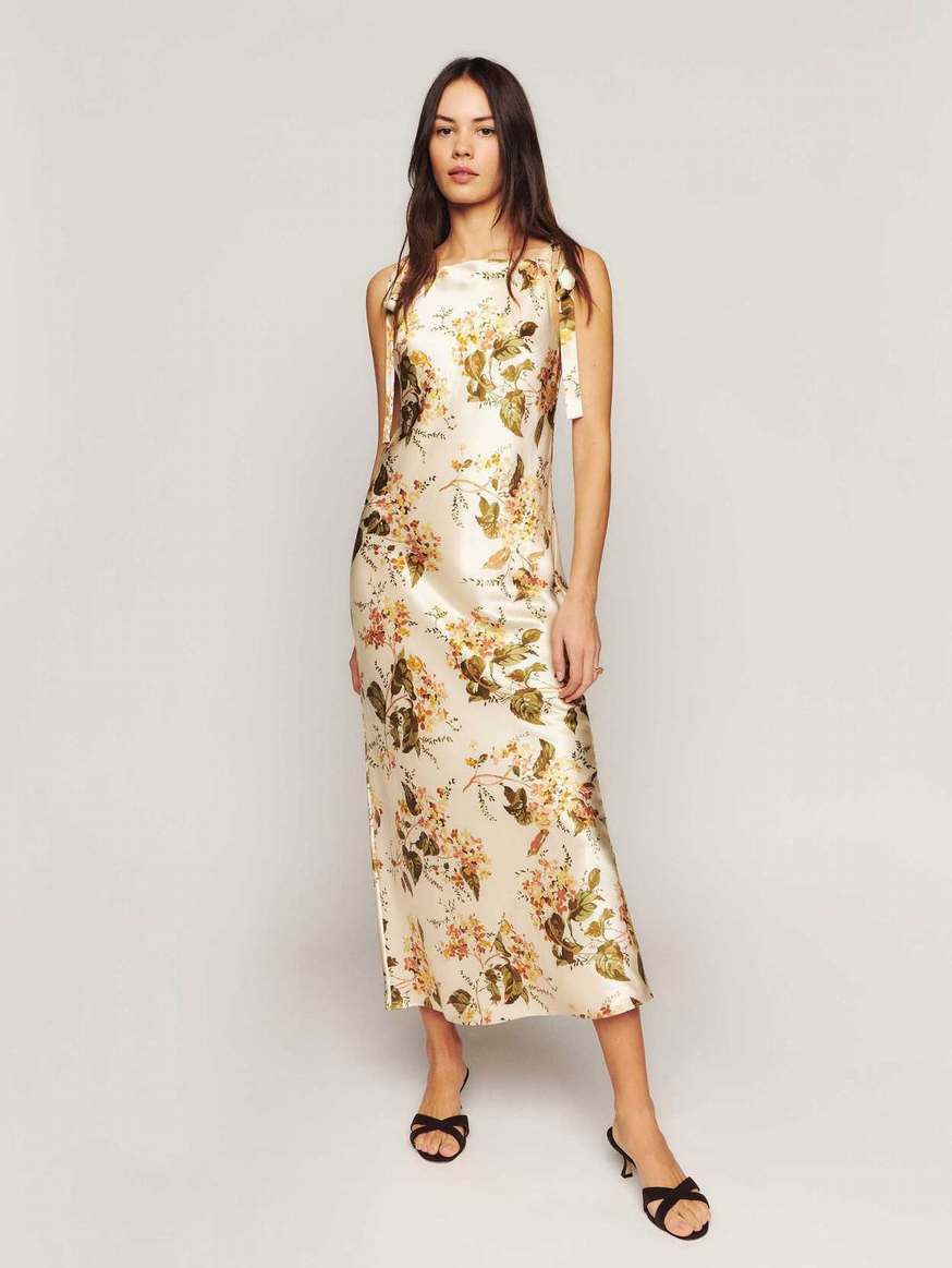 Women's Reformation Aden Silk Dress Flower | USA-064187