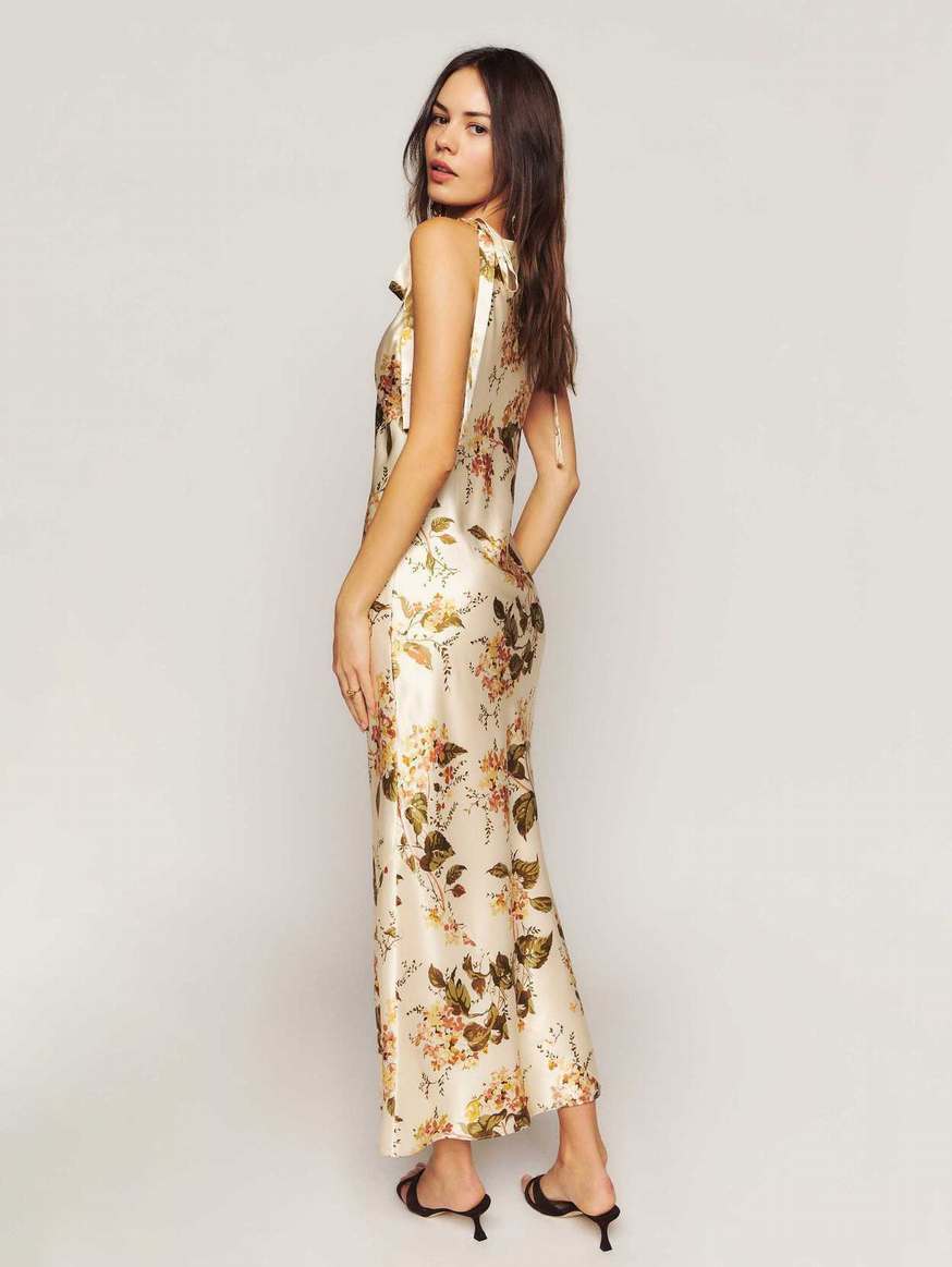 Women's Reformation Aden Silk Dress Flower | USA-064187