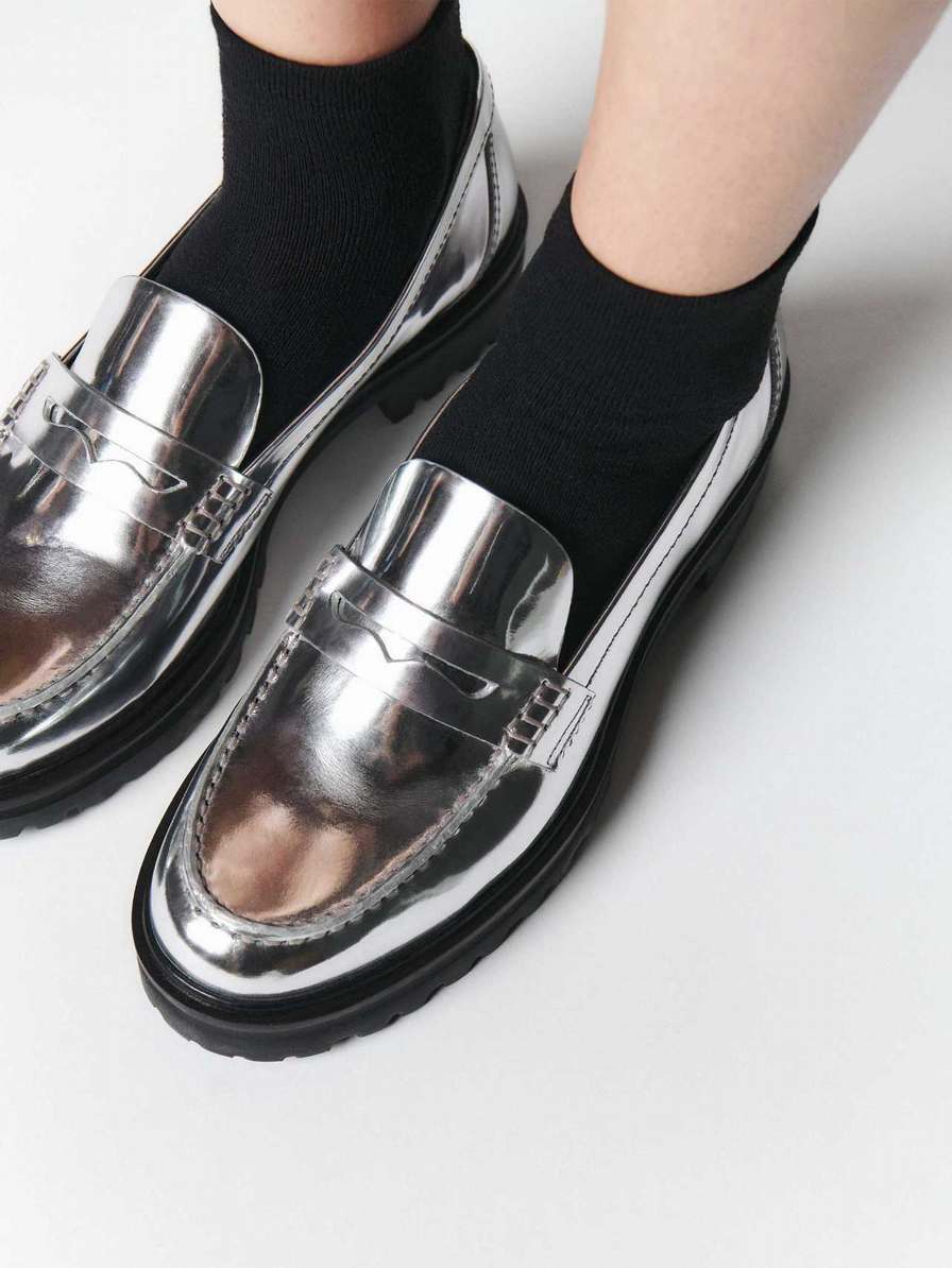 Women\'s Reformation Agathea Chunky Loafers Metal | USA-085361