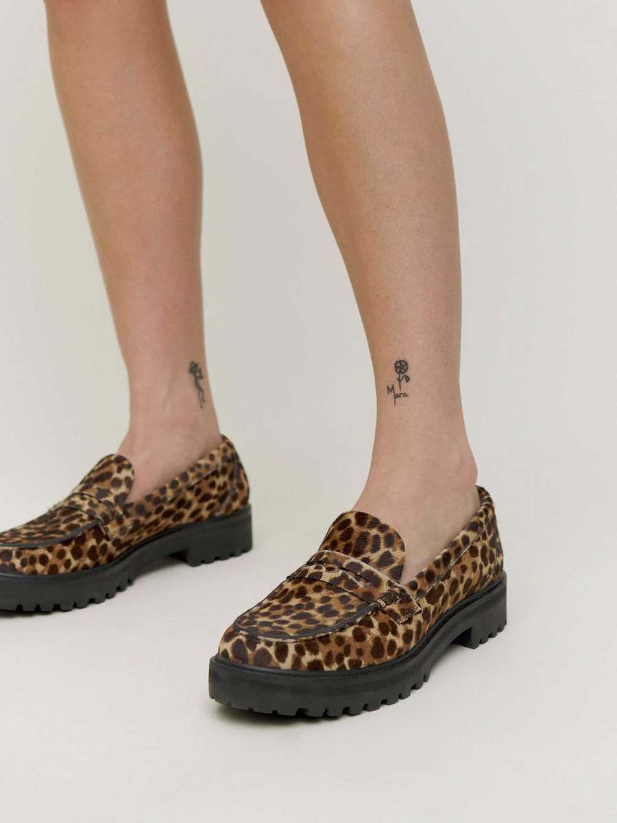 Women's Reformation Agathea Chunky Loafers Leopard | USA-305814