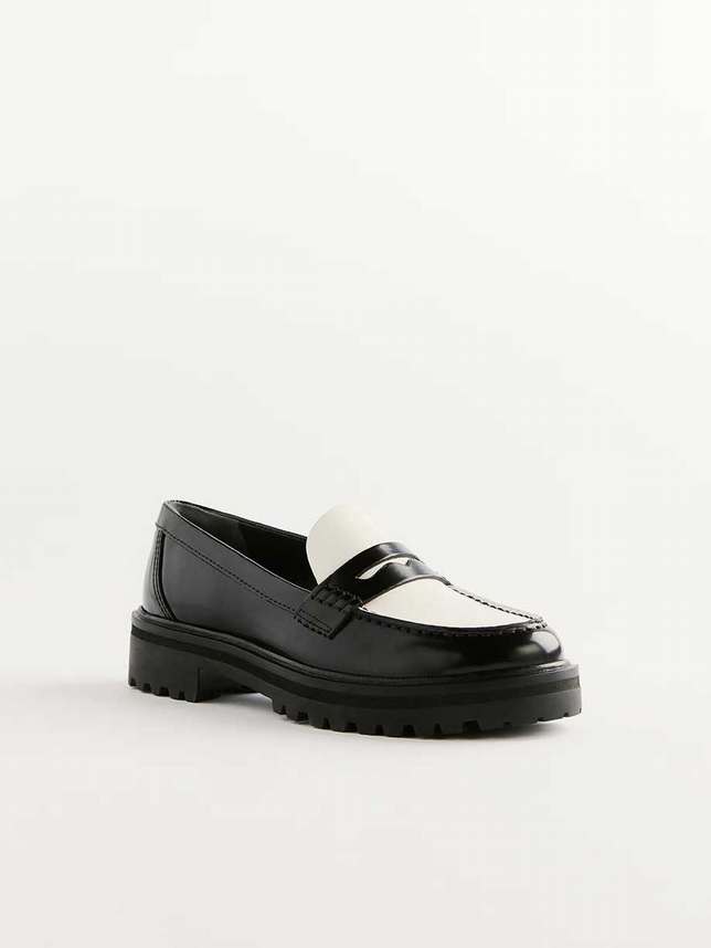 Women's Reformation Agathea Chunky Loafers Black / White | USA-732186