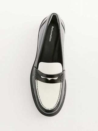 Women's Reformation Agathea Chunky Loafers Black / White | USA-732186