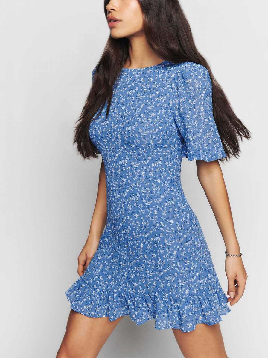 Women's Reformation Alaina Dress Azure | USA-376485