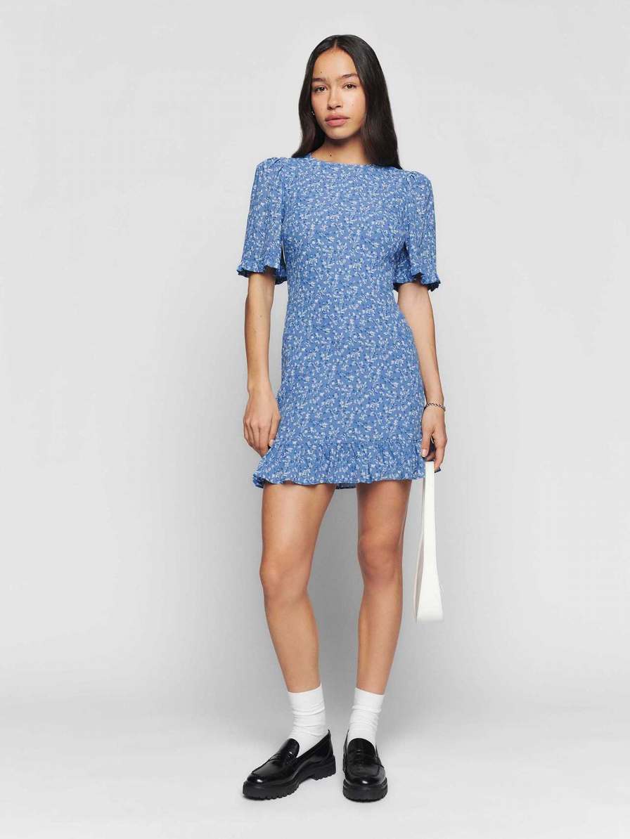 Women's Reformation Alaina Dress Azure | USA-376485