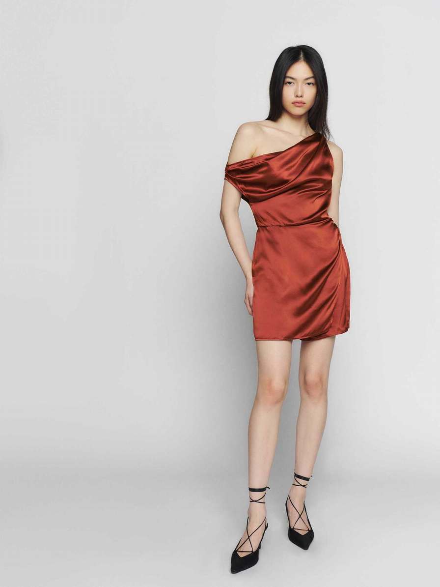 Women's Reformation Alanis Silk Dress Red | USA-567284