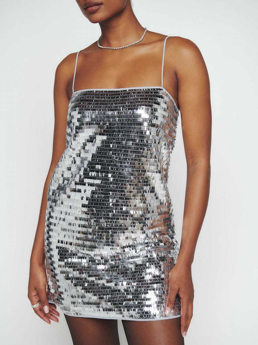 Women's Reformation Alisha Dress Silver | USA-8461502