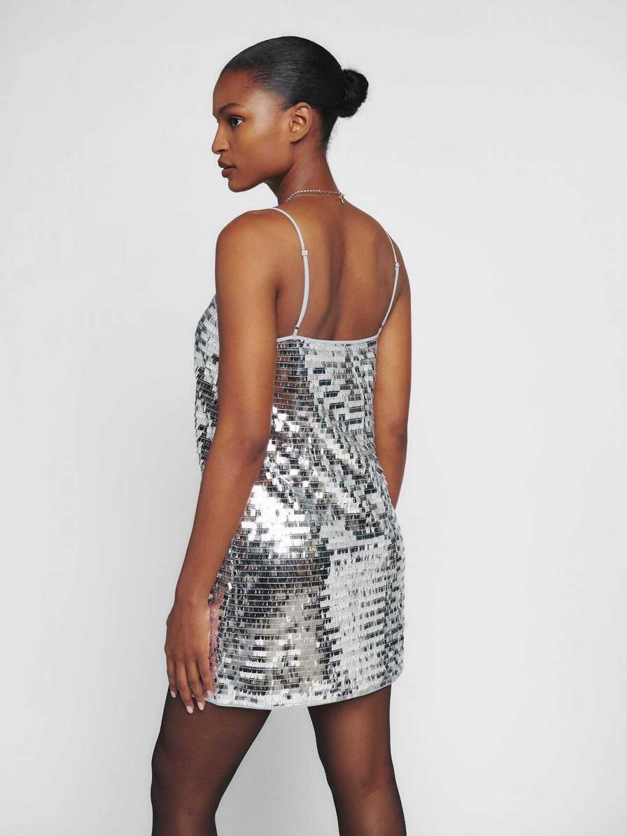 Women's Reformation Alisha Dress Silver | USA-8461502