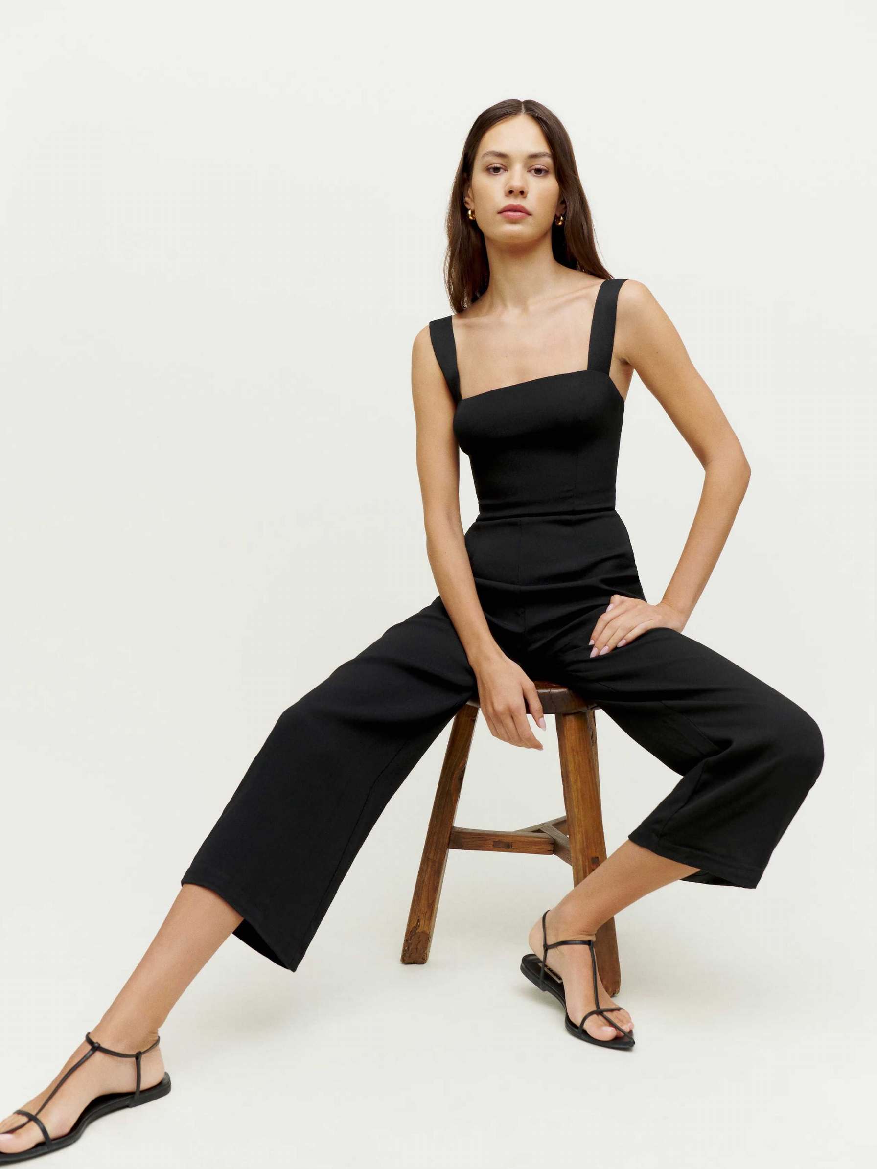 Women's Reformation Alva Jumpsuit Black | USA-136428