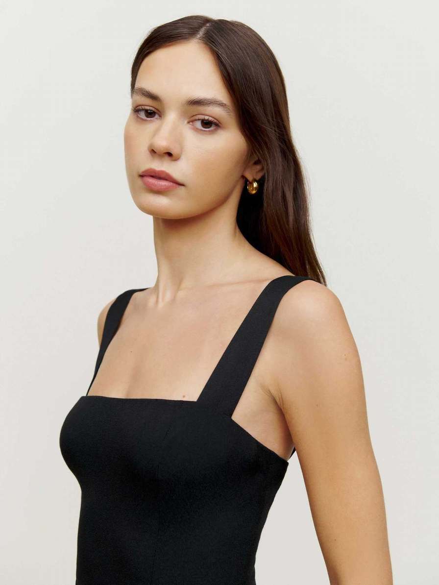 Women's Reformation Alva Jumpsuit Black | USA-136428