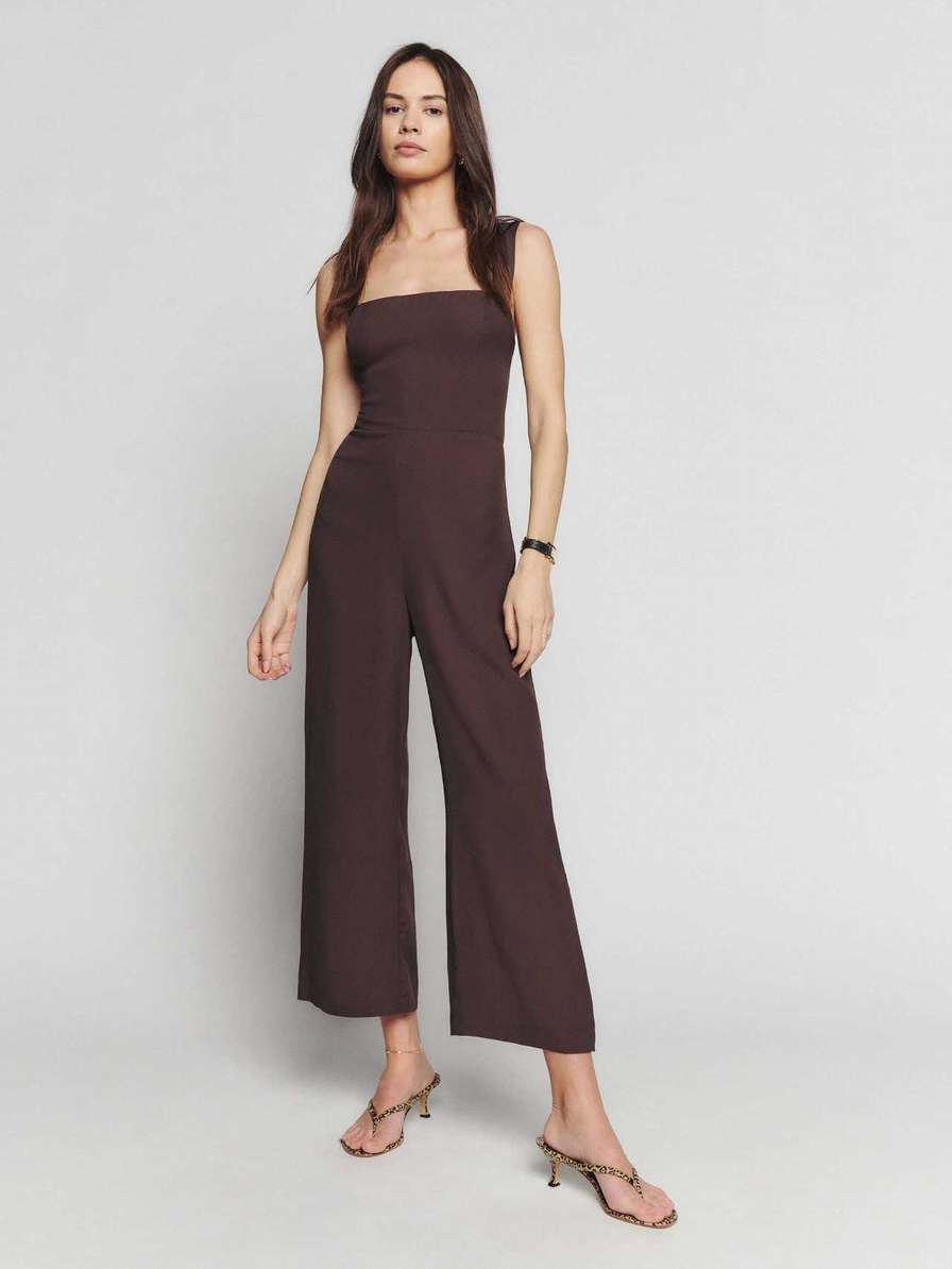 Women\'s Reformation Alva Jumpsuit Coffee | USA-287453