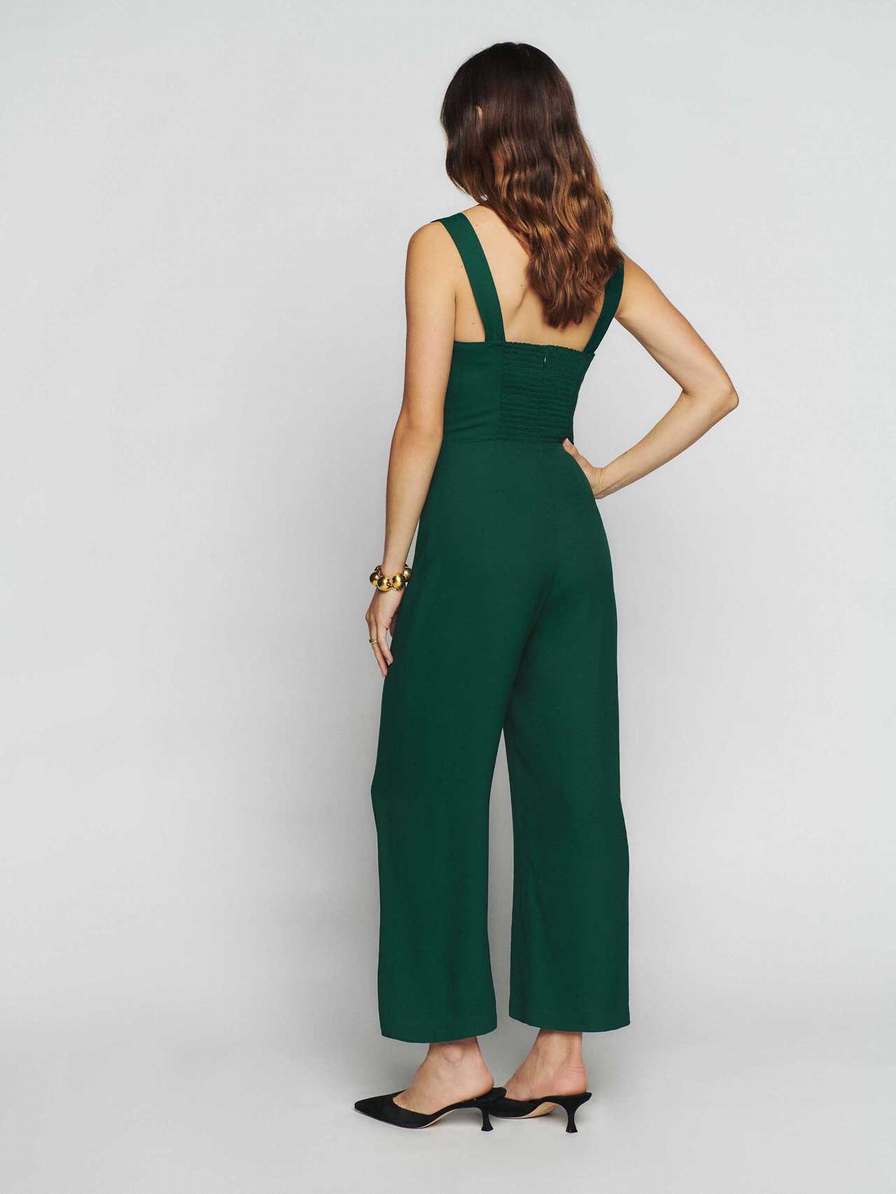 Women's Reformation Alva Jumpsuit Deep Green | USA-023471