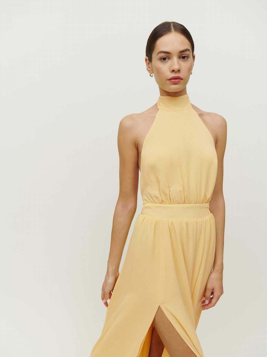 Women's Reformation Andee Dress Gold Yellow | USA-542731