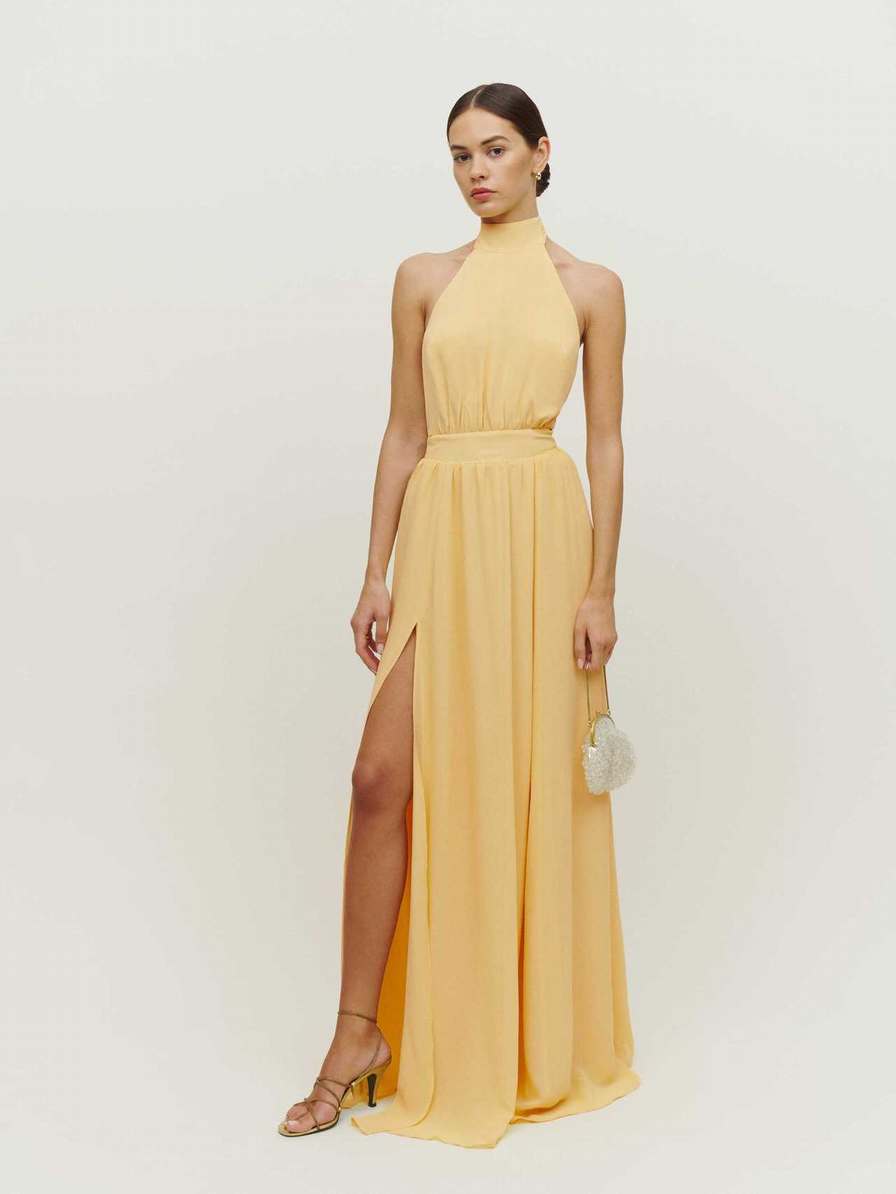 Women's Reformation Andee Dress Gold Yellow | USA-542731