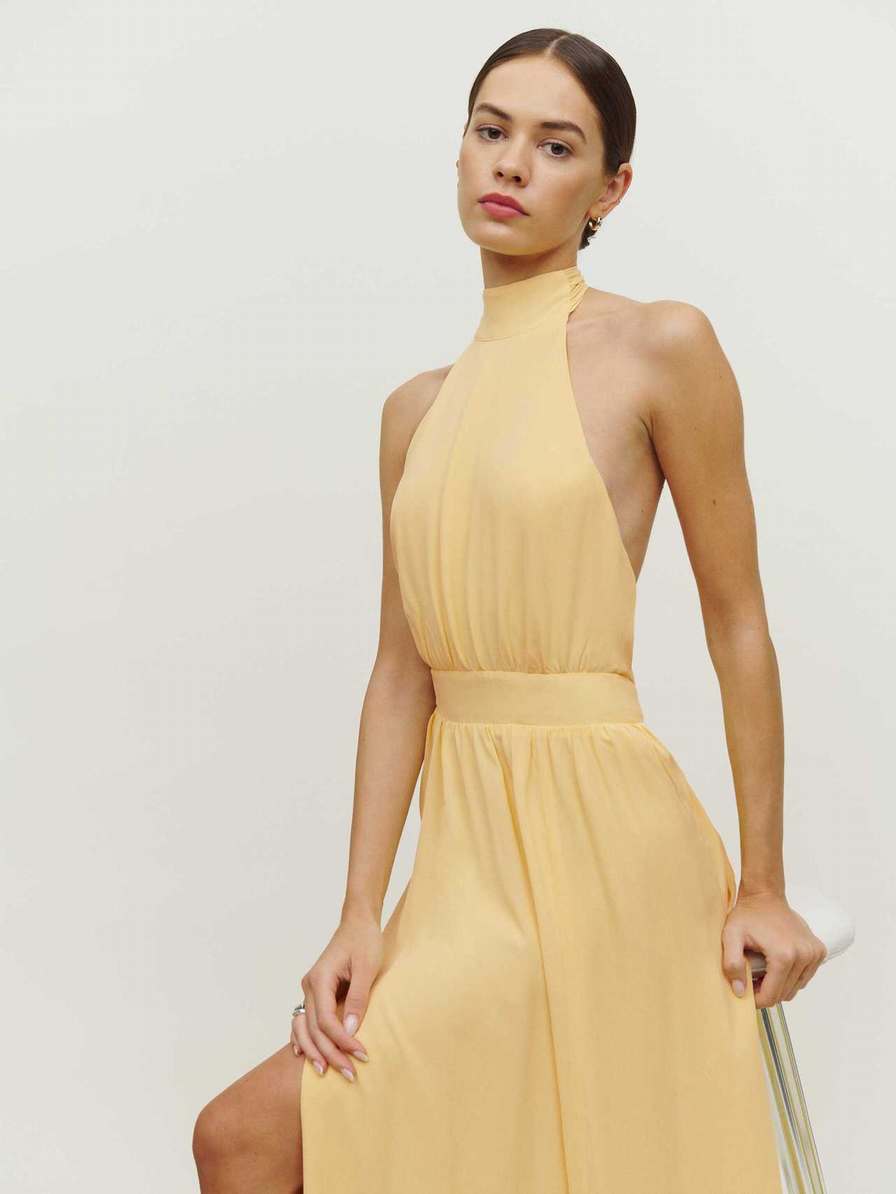 Women's Reformation Andee Dress Gold Yellow | USA-542731