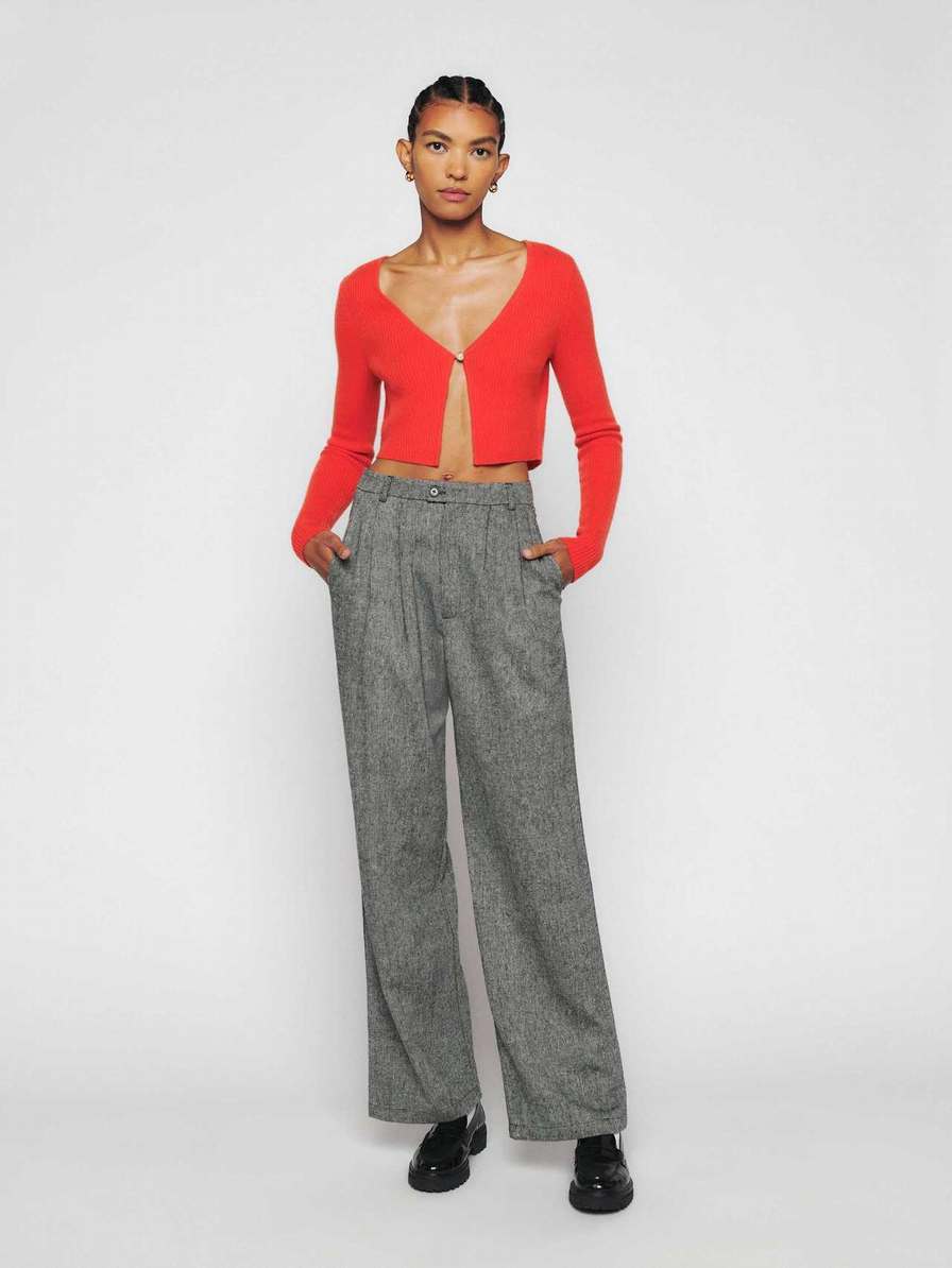 Women's Reformation Angel Cashmere Cropped Cardigan Red | USA-821657