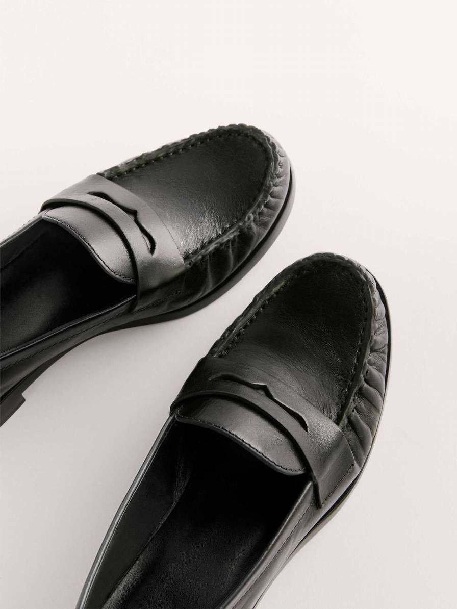 Women's Reformation Ani Ruched Loafers Black | USA-510836