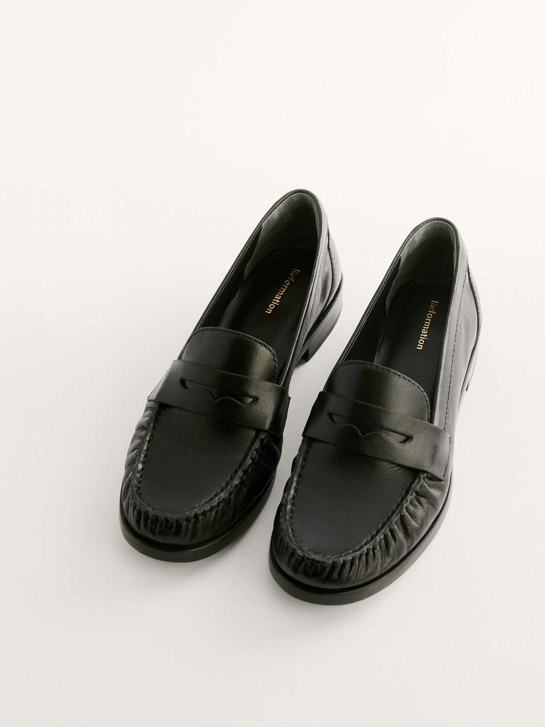 Women's Reformation Ani Ruched Loafers Black | USA-510836