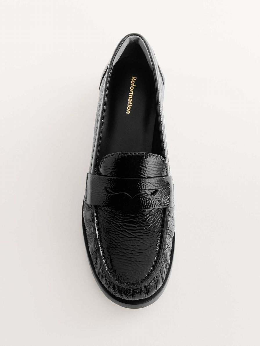 Women's Reformation Ani Ruched Loafers Black | USA-730258