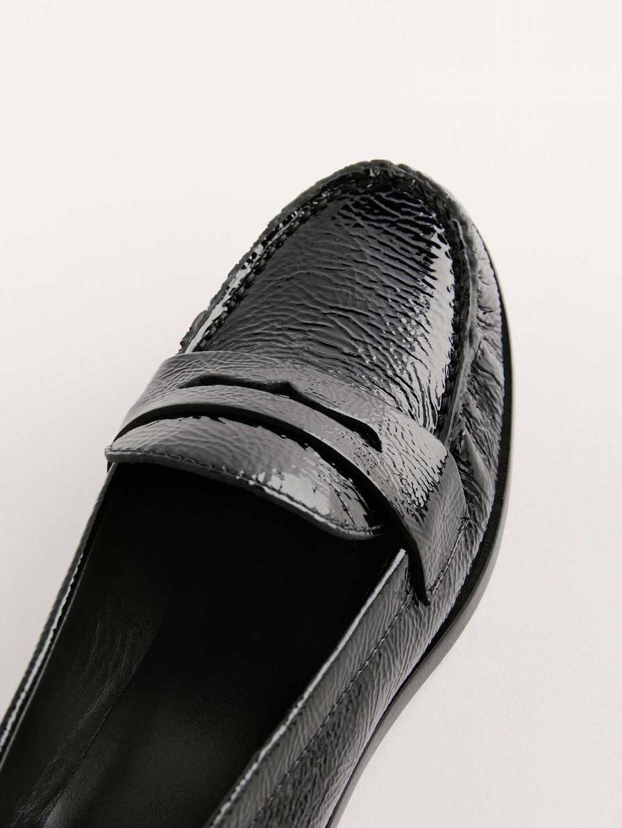 Women's Reformation Ani Ruched Loafers Black | USA-730258