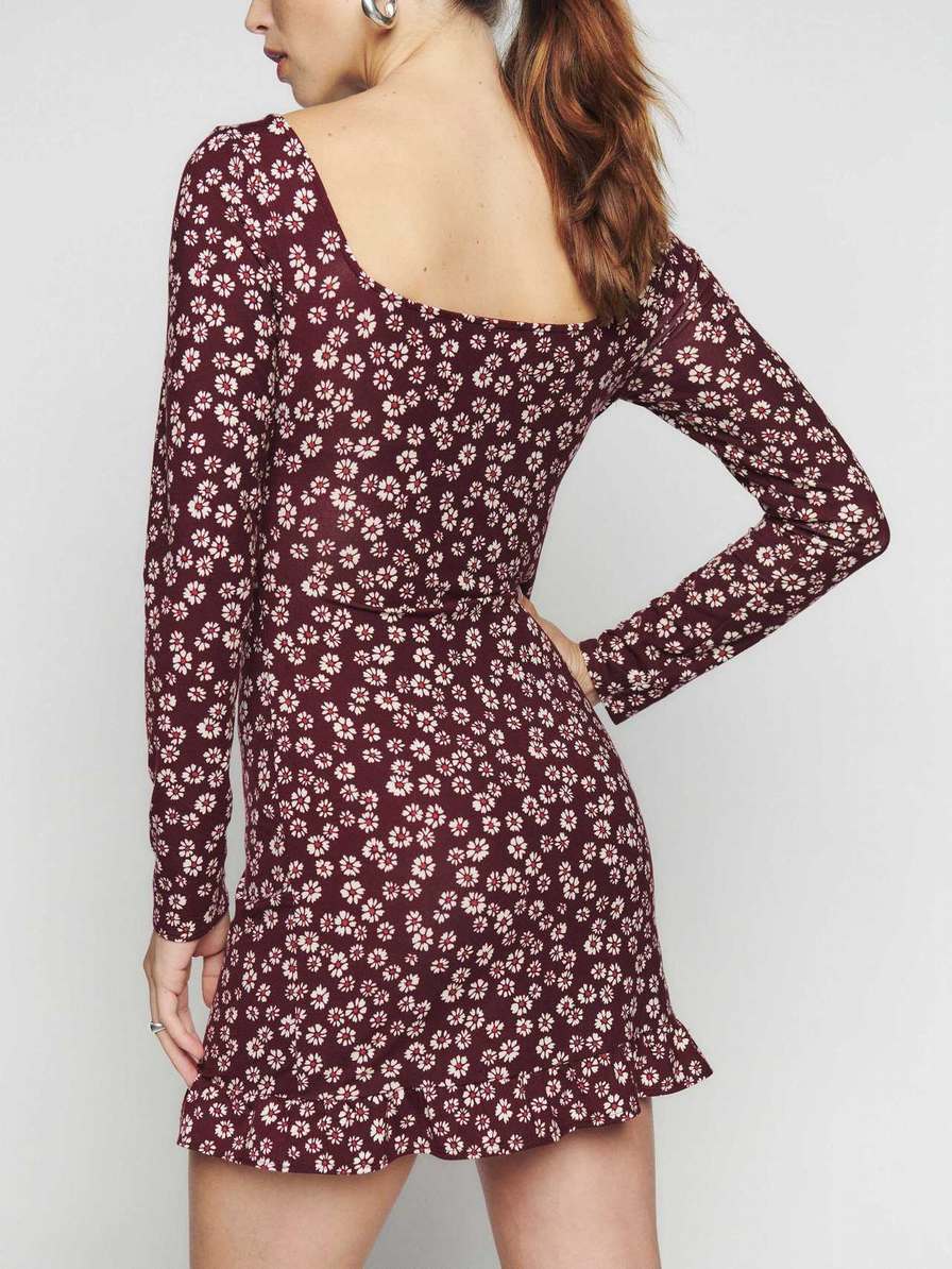 Women's Reformation Anjeline Knit Dress Burgundy | USA-765013