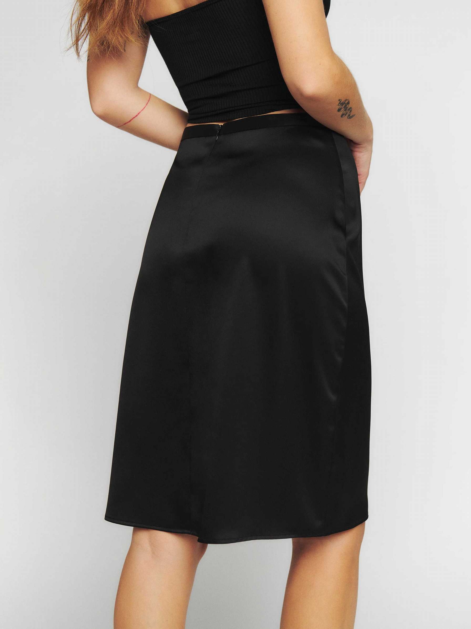 Women's Reformation Annie Satin Skirts Black | USA-753402