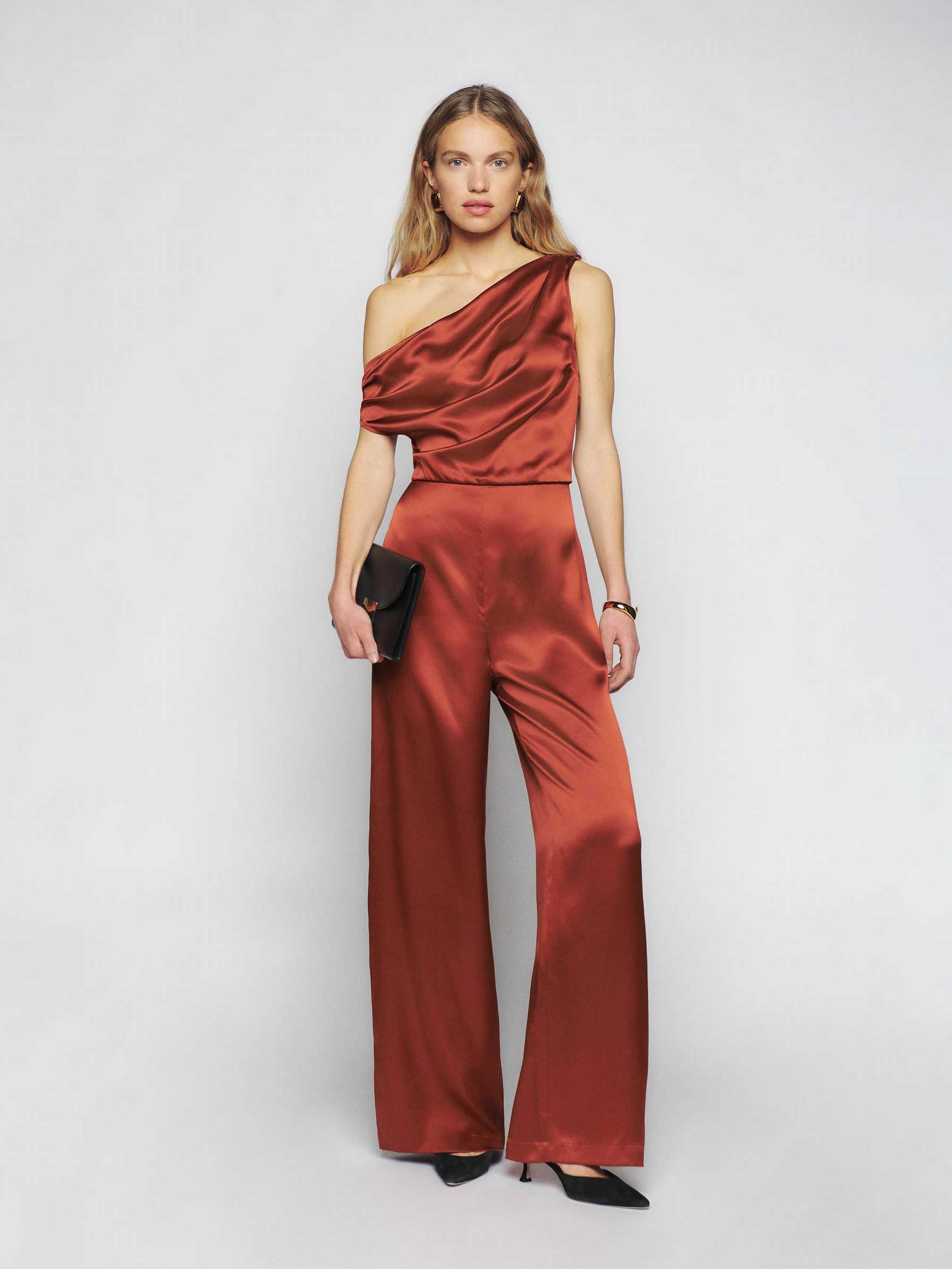 Women\'s Reformation Annika Silk Jumpsuit Red | USA-1826405