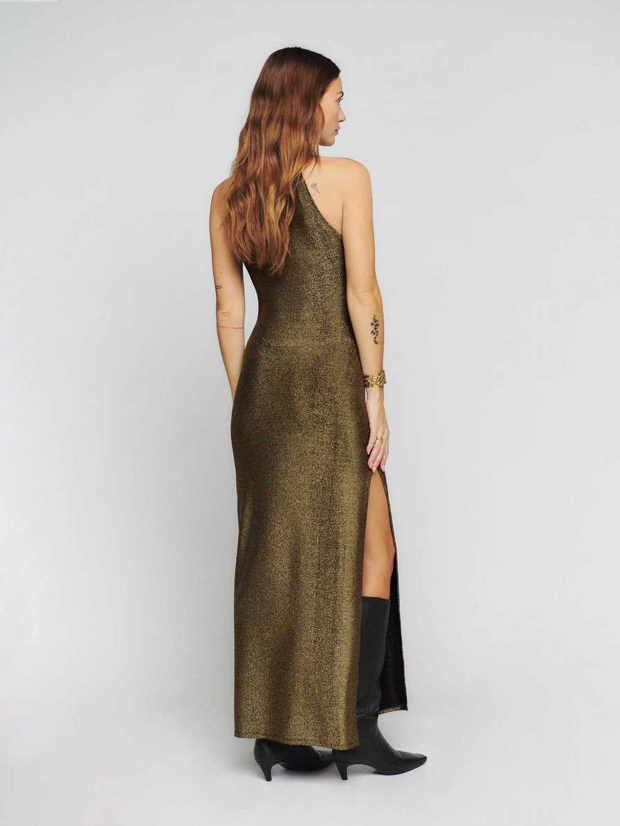 Women's Reformation Argentia Knit Dress Gold | USA-270358