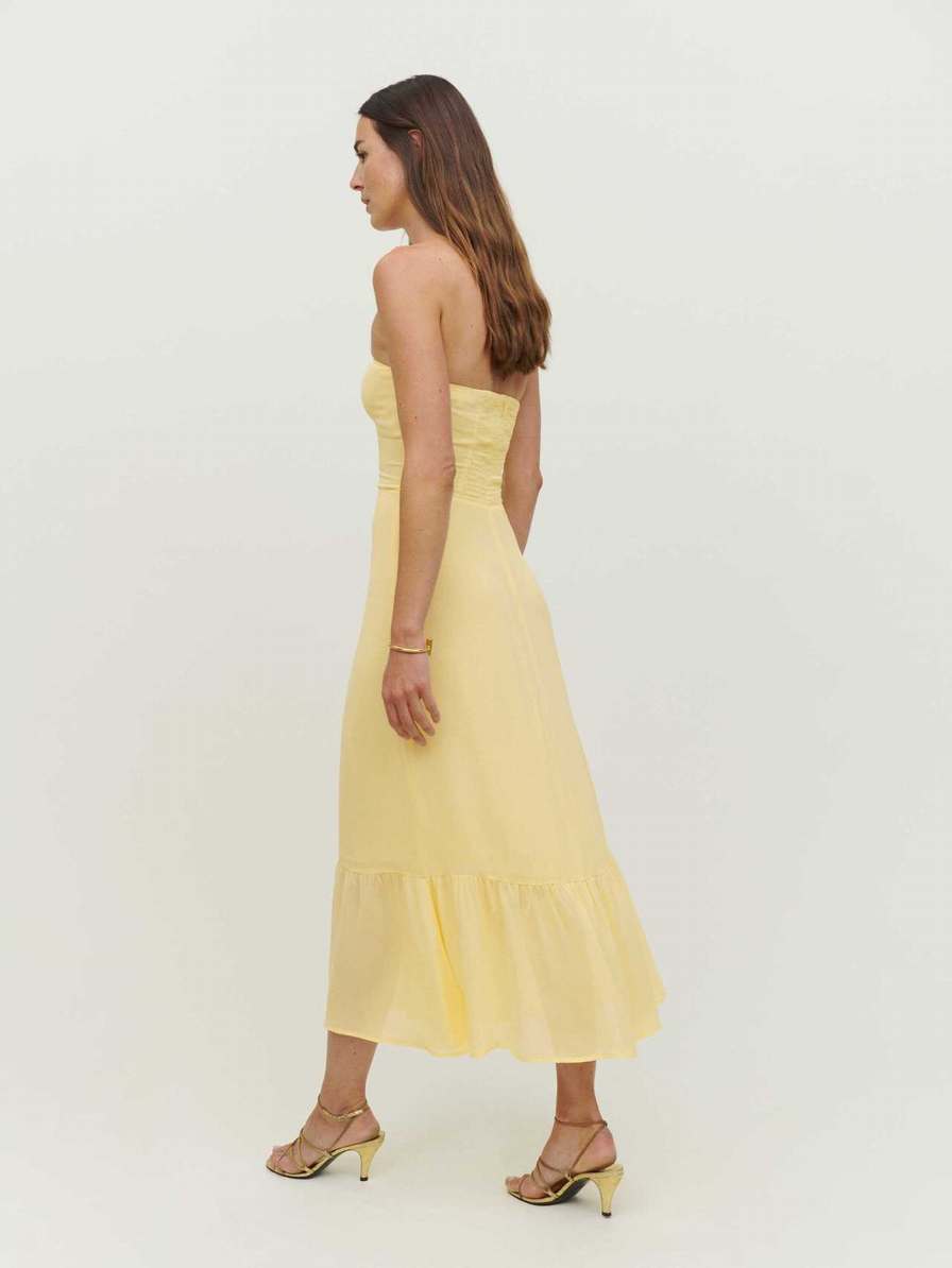 Women's Reformation Arta Dress Lemon | USA-568217