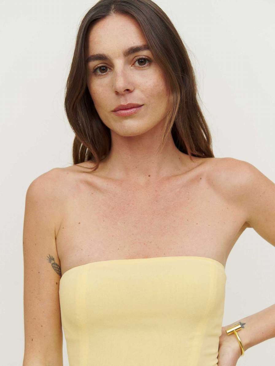 Women's Reformation Arta Dress Lemon | USA-568217