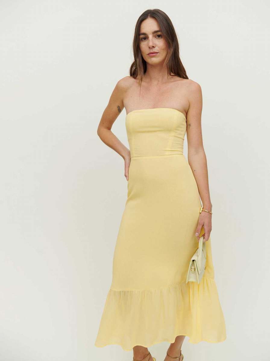 Women's Reformation Arta Dress Lemon | USA-568217