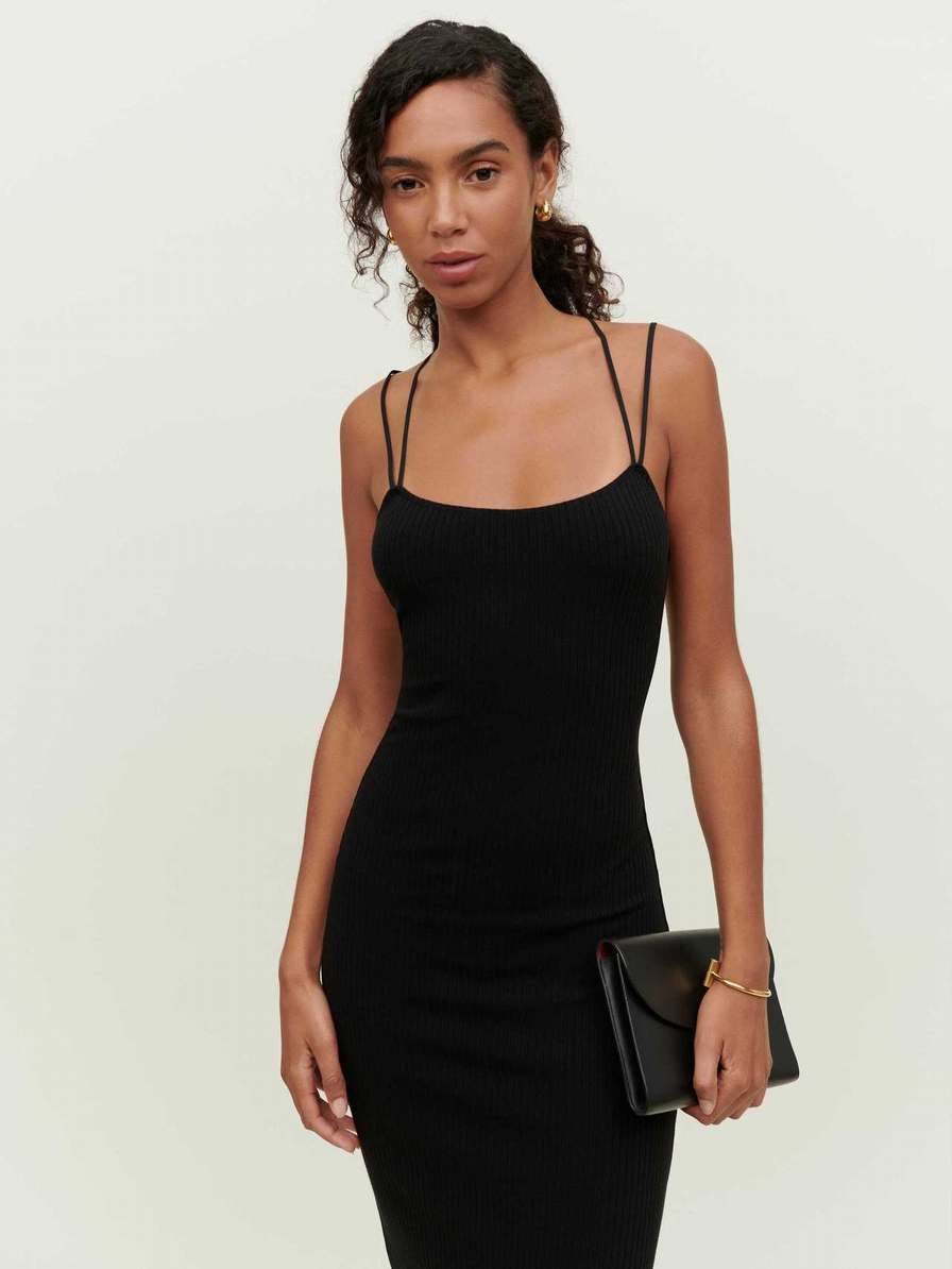 Women's Reformation Ashlynn Knit Dress Black | USA-208765