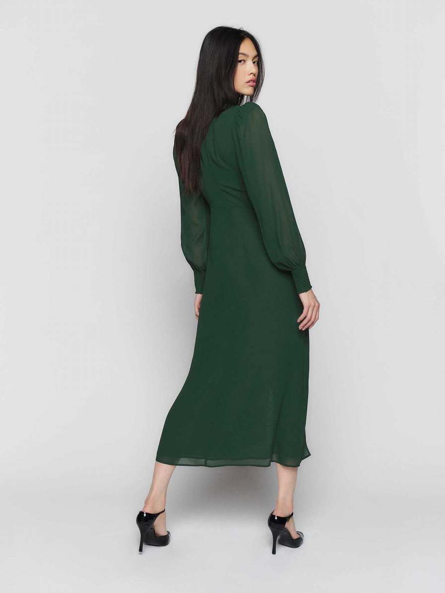 Women's Reformation Aude Dress Black Green | USA-6580734