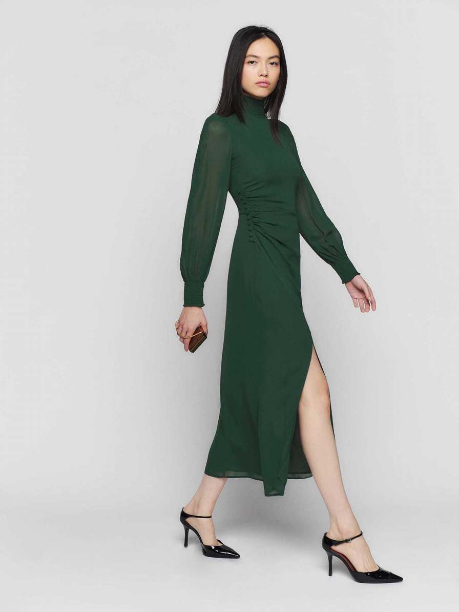 Women's Reformation Aude Dress Black Green | USA-6580734