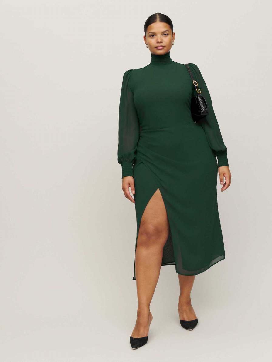 Women's Reformation Aude Es Dress Black Green | USA-064253