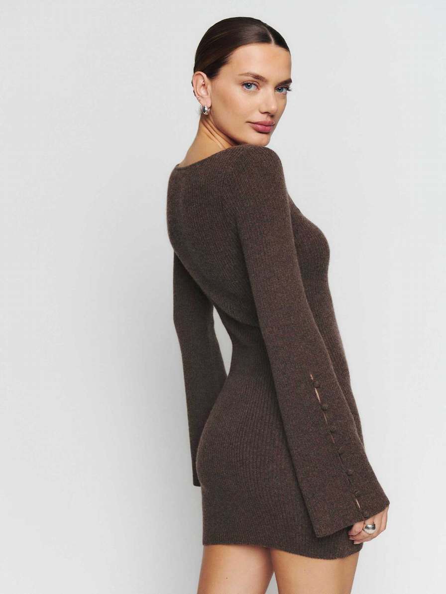 Women's Reformation Autumn Cashmere Mini Sweater Coffee | USA-023715