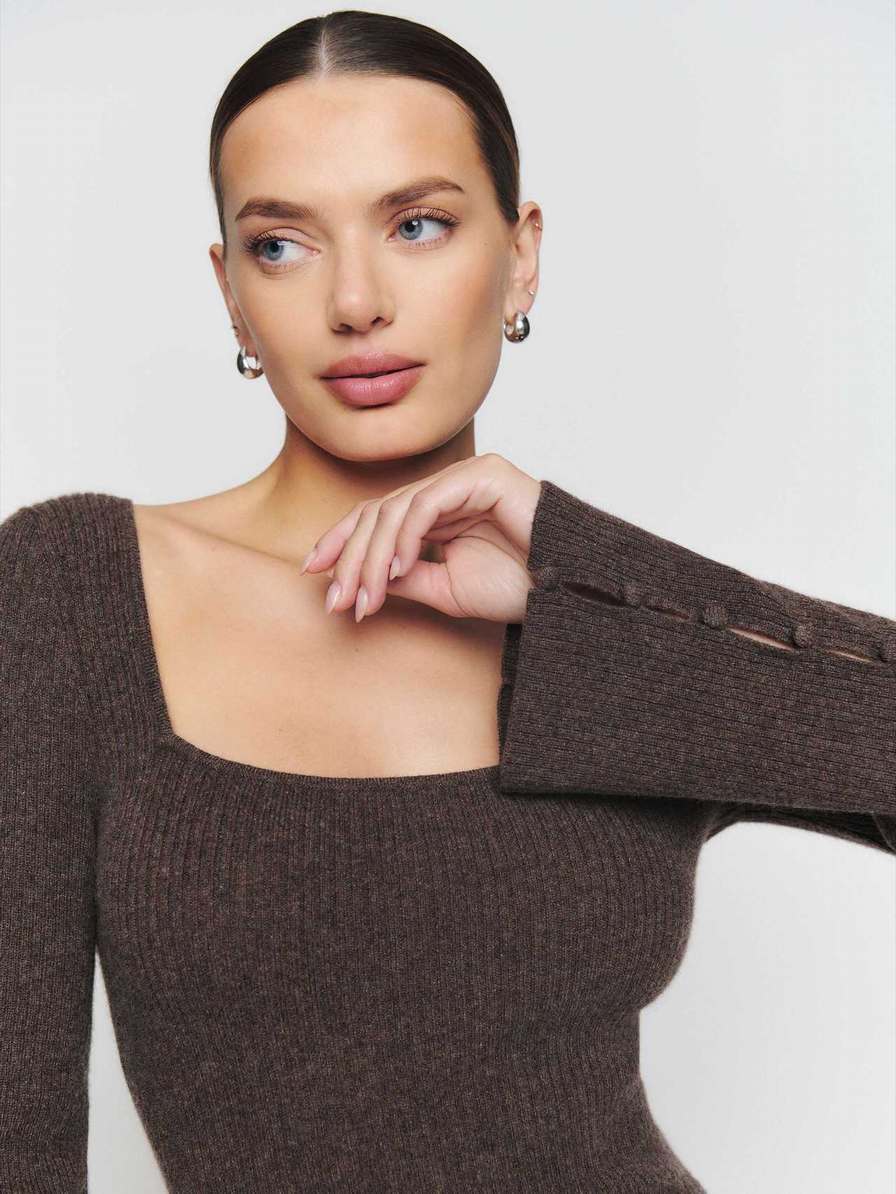 Women's Reformation Autumn Cashmere Mini Sweater Coffee | USA-023715