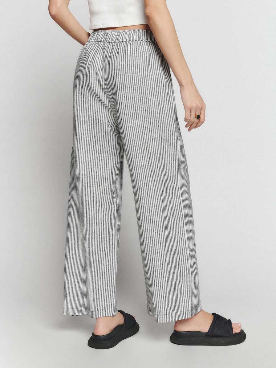 Women's Reformation Ava Linen Pants Stripes | USA-635401