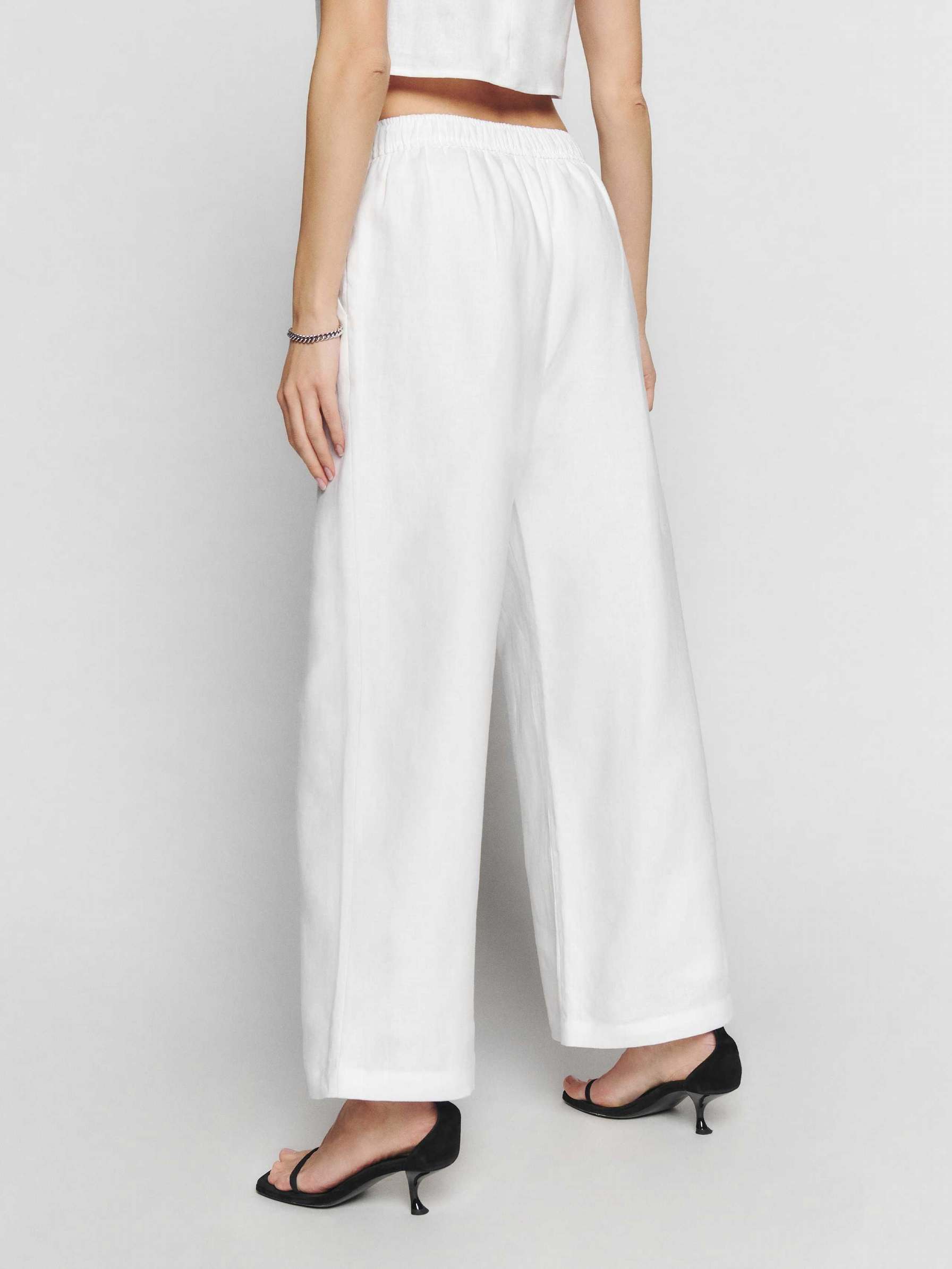 Women's Reformation Ava Linen Pants White | USA-753024