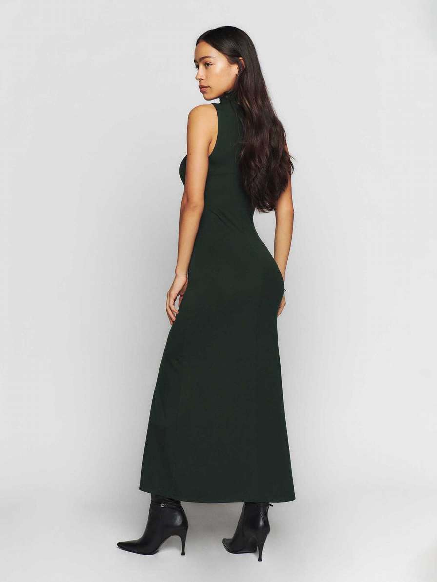 Women's Reformation Axton Knit Dress Black Green | USA-780634