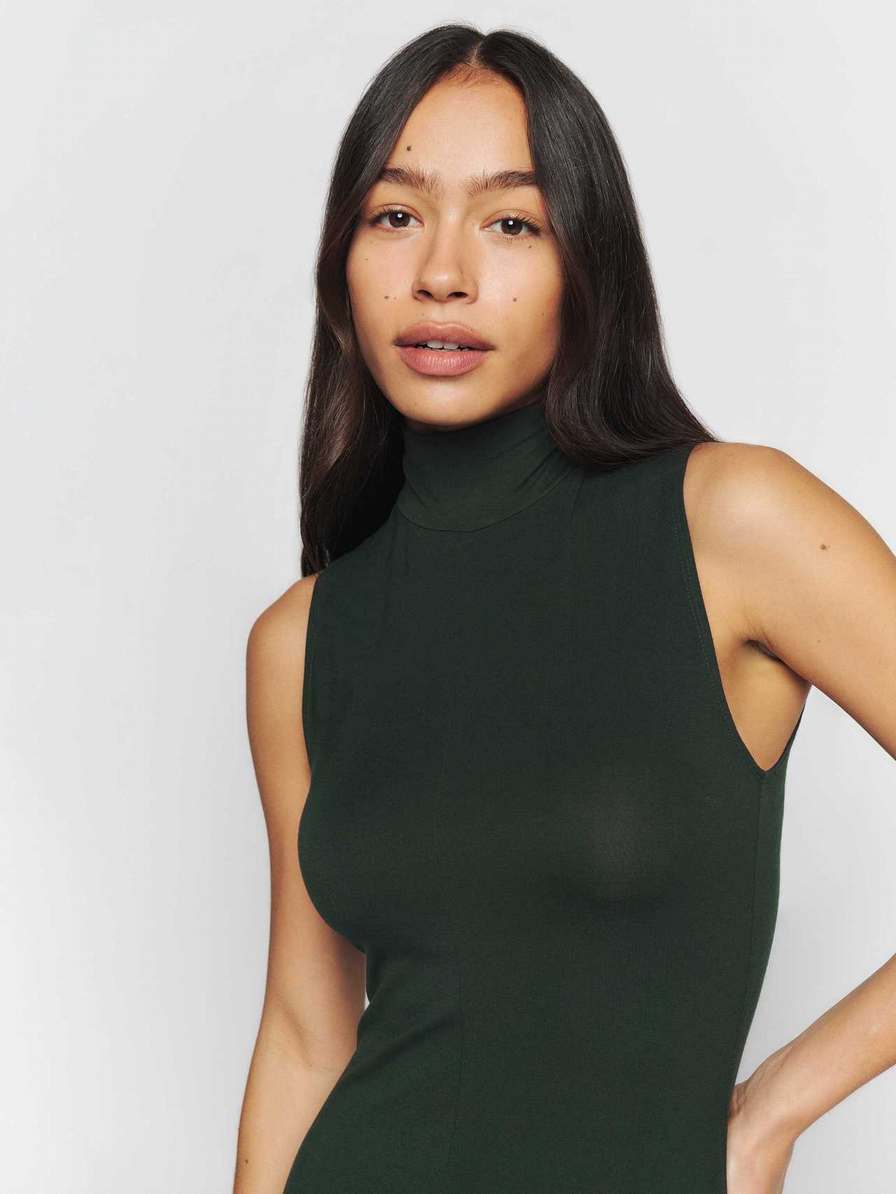 Women's Reformation Axton Knit Dress Black Green | USA-780634