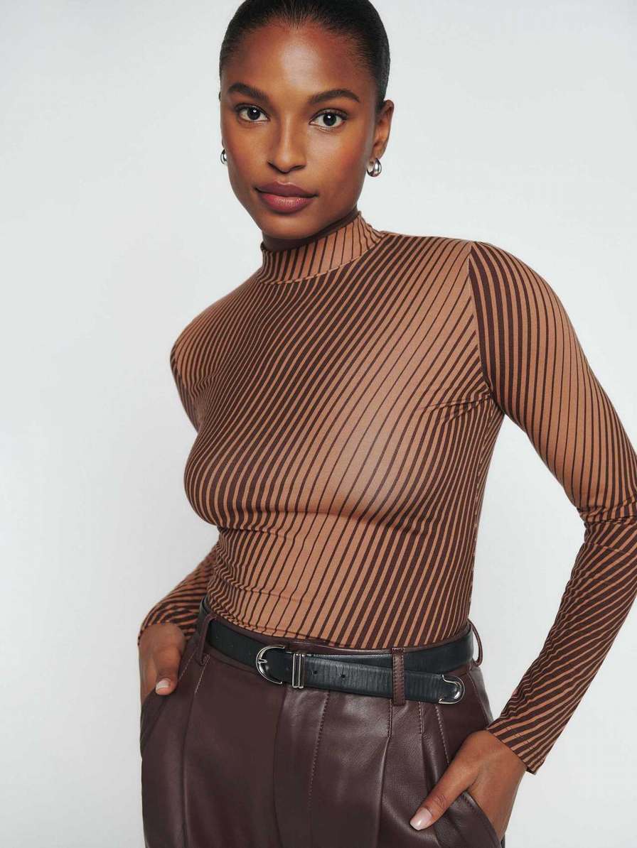 Women's Reformation Bailey Knit Tops Brown | USA-604273