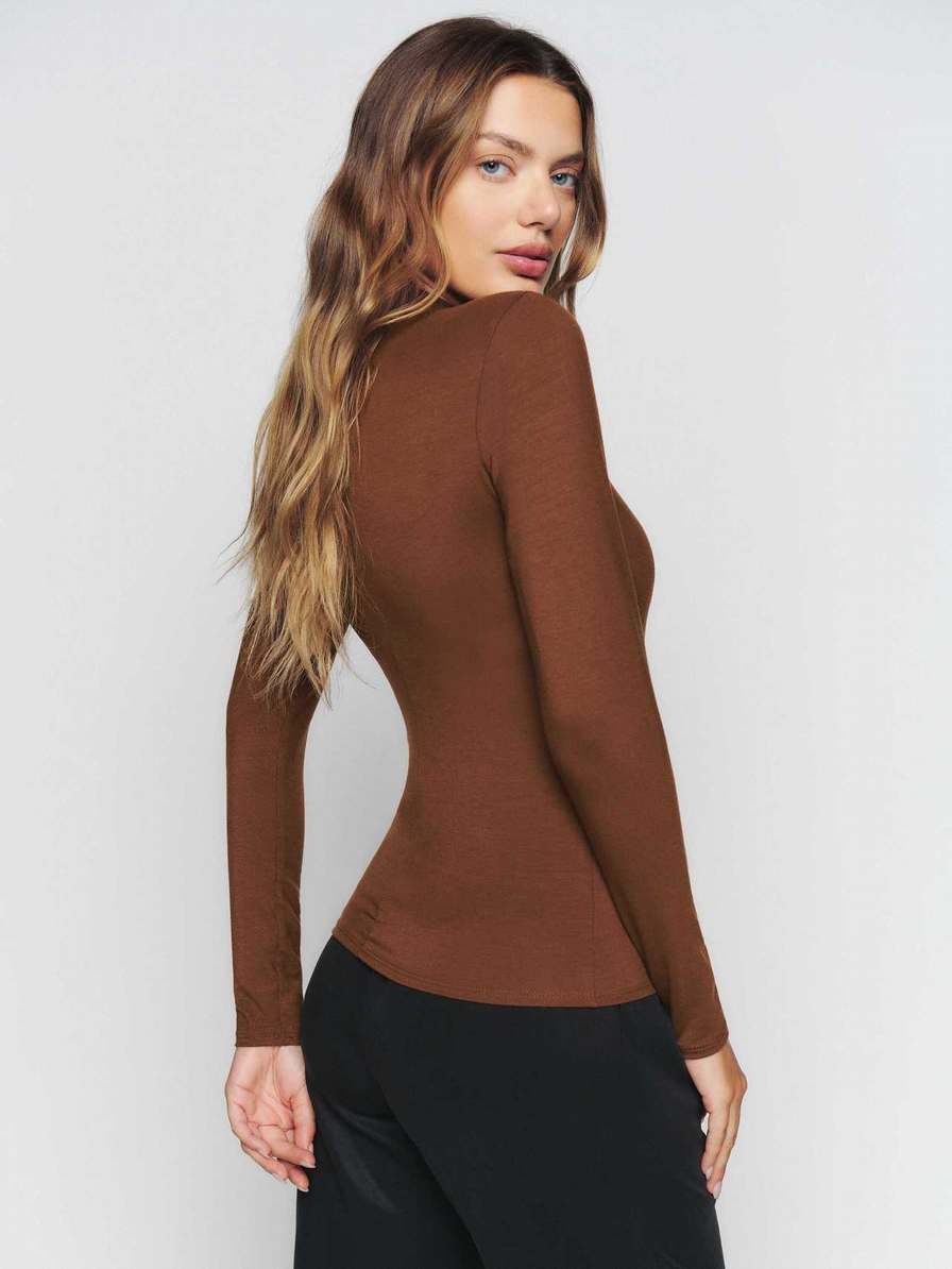 Women's Reformation Bailey Knit Tops Brown | USA-643175