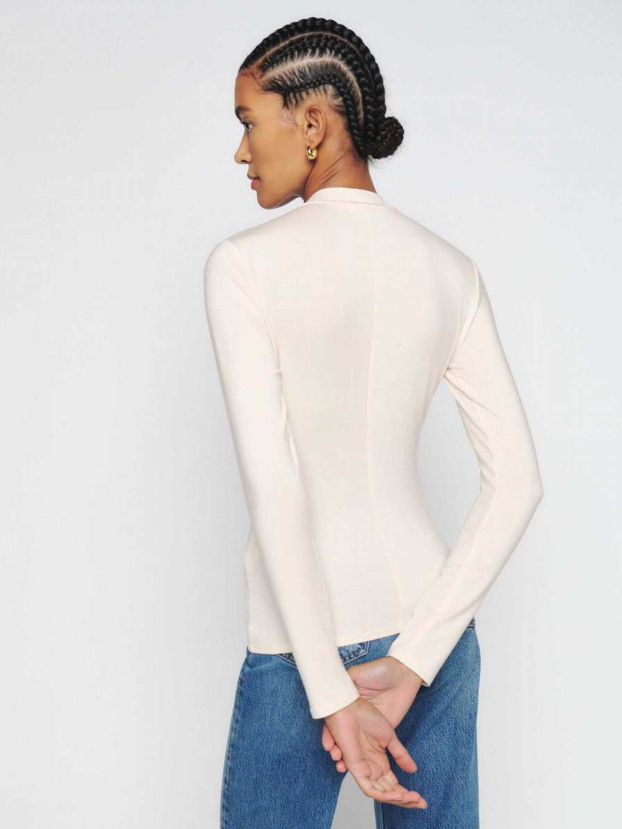 Women's Reformation Bailey Knit Tops Cream | USA-576148