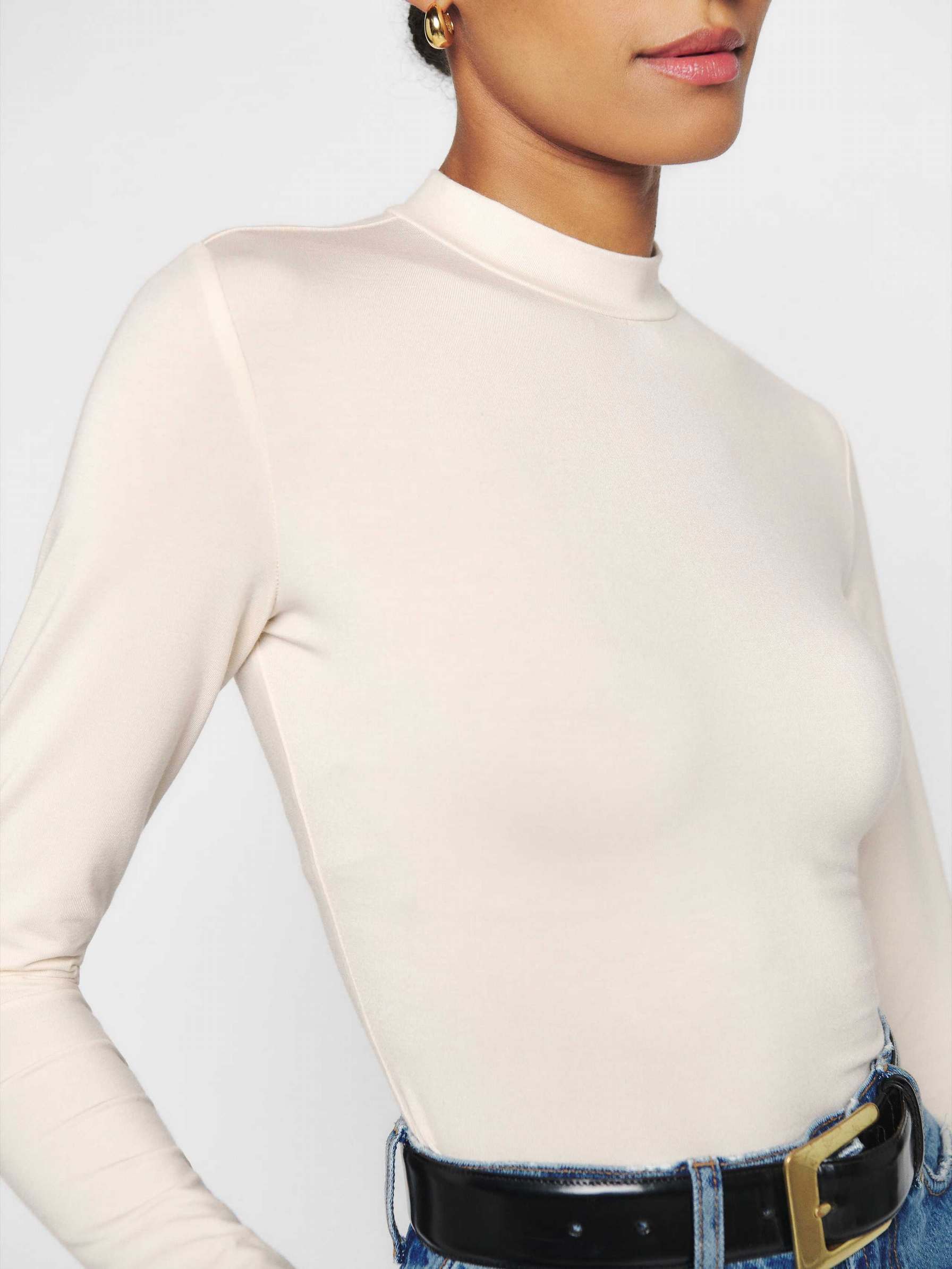 Women's Reformation Bailey Knit Tops Cream | USA-576148