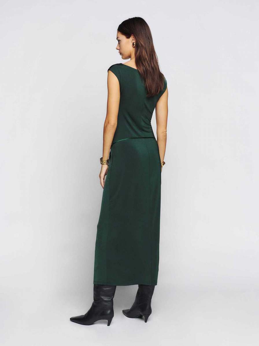 Women's Reformation Ballwin Knit Dress Black Green | USA-127834