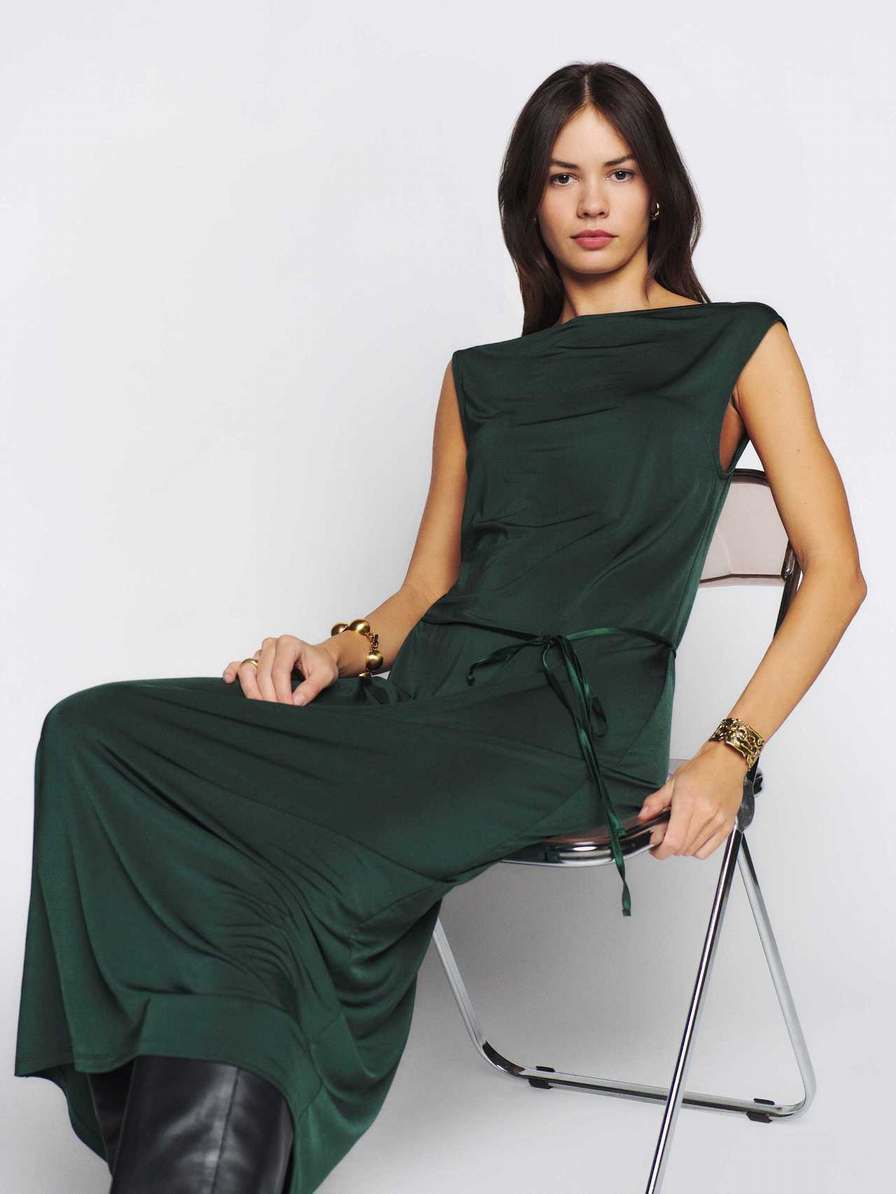 Women's Reformation Ballwin Knit Dress Black Green | USA-127834