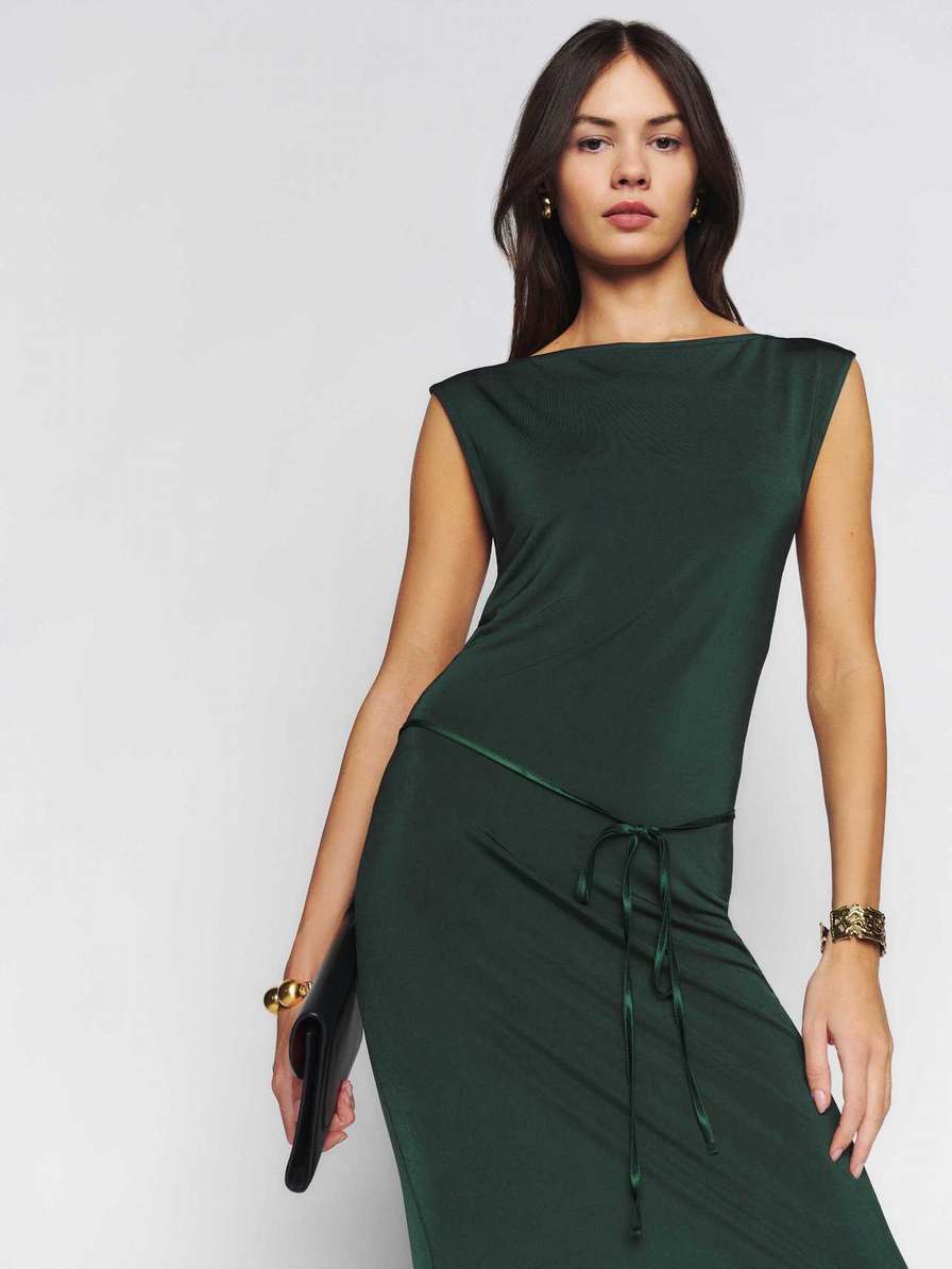 Women's Reformation Ballwin Knit Dress Black Green | USA-127834