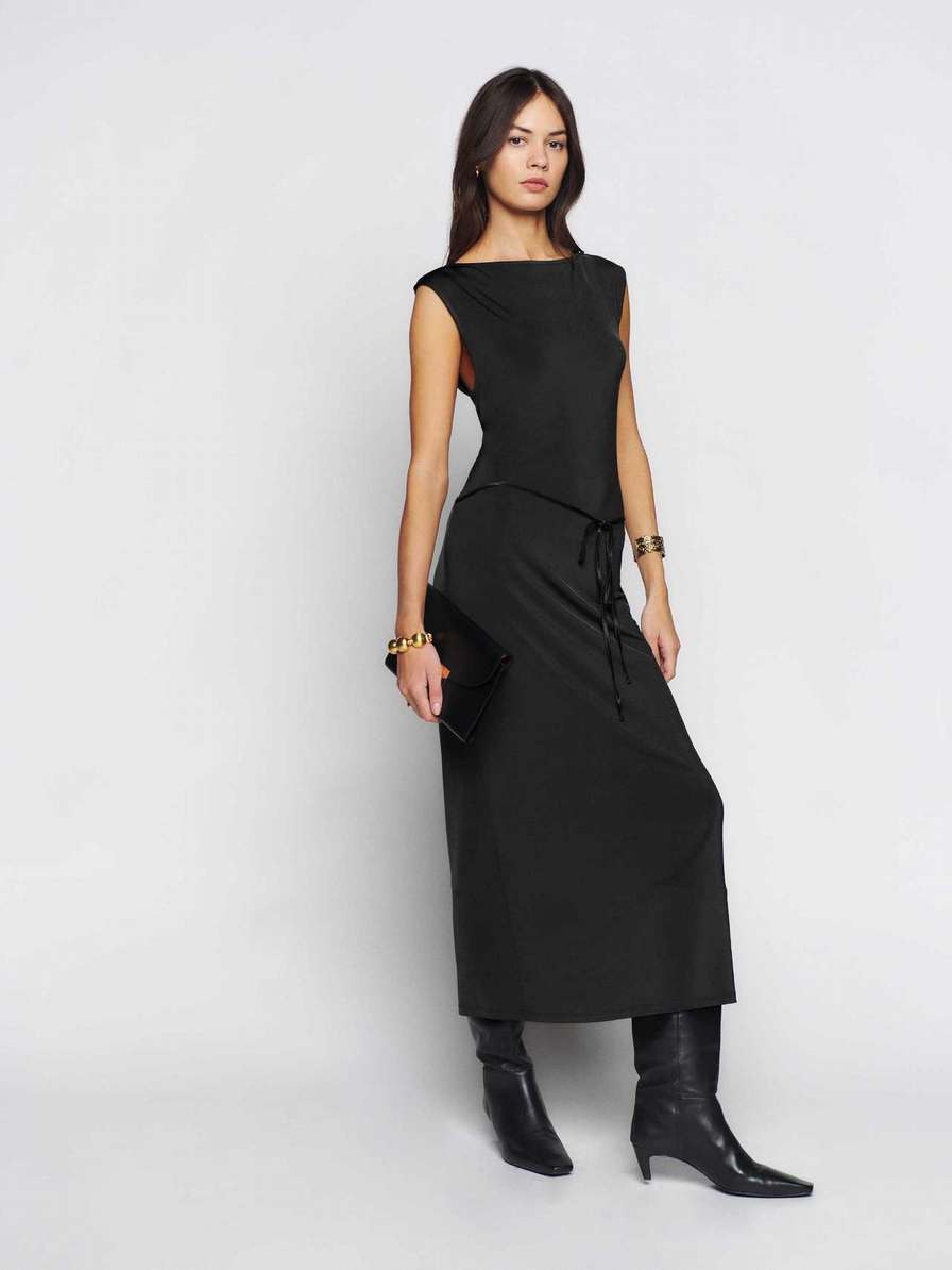 Women's Reformation Ballwin Knit Dress Black | USA-5317084