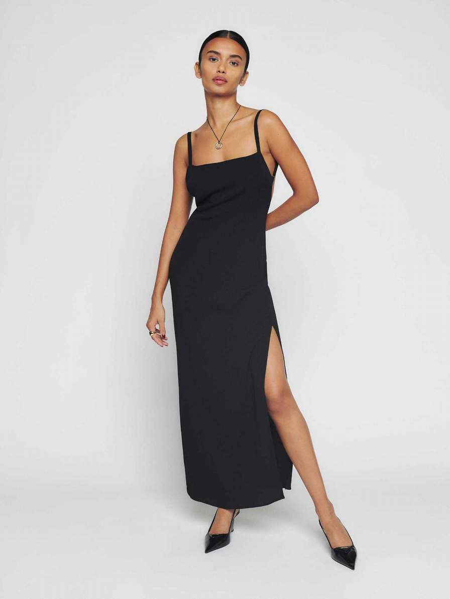 Women's Reformation Banff Dress Black | USA-103257