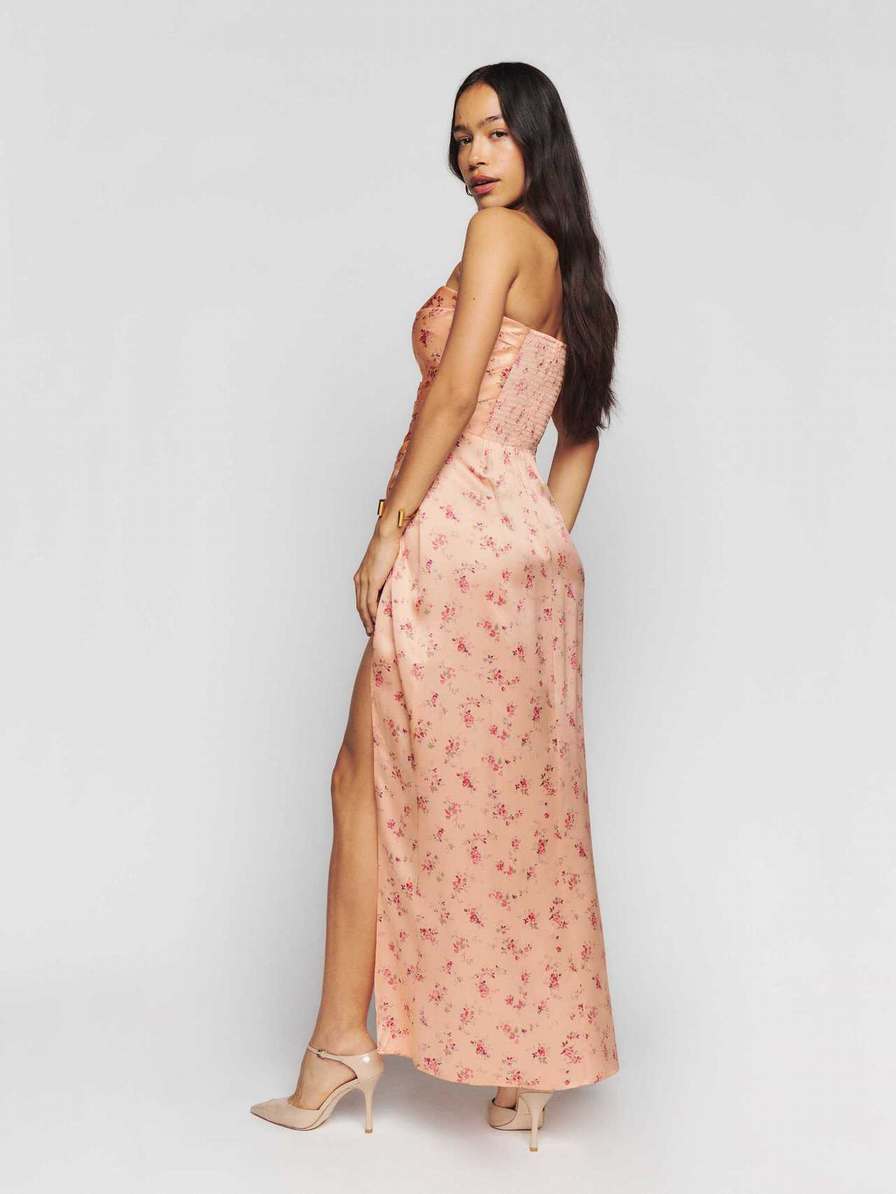 Women's Reformation Barrow Silk Dress Rose | USA-3586274